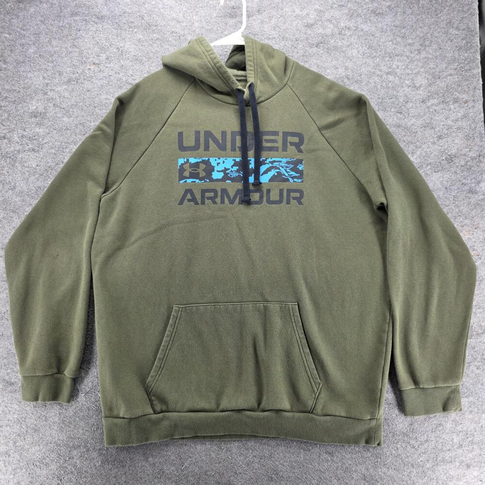 Under Armour Hoodie Mens 2XLT Green Pullover Hooded Pockets Graphic Fleece